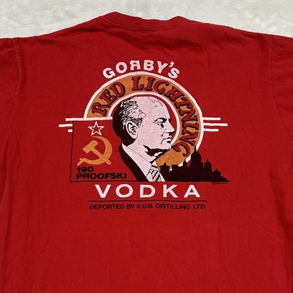 Crazy Shirts Gorby's Red Lightning Vodka T-Shirt Mens Large Red Soviet Parody
